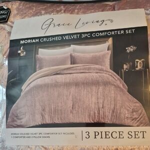 Grace Living Moriah Velvet Comforter Set - Blush 3 PC King/CalKing New